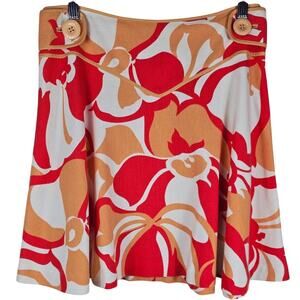Elevenses Floral Orange White Retro Gorgeous Statement Piece Skirt Women's 6